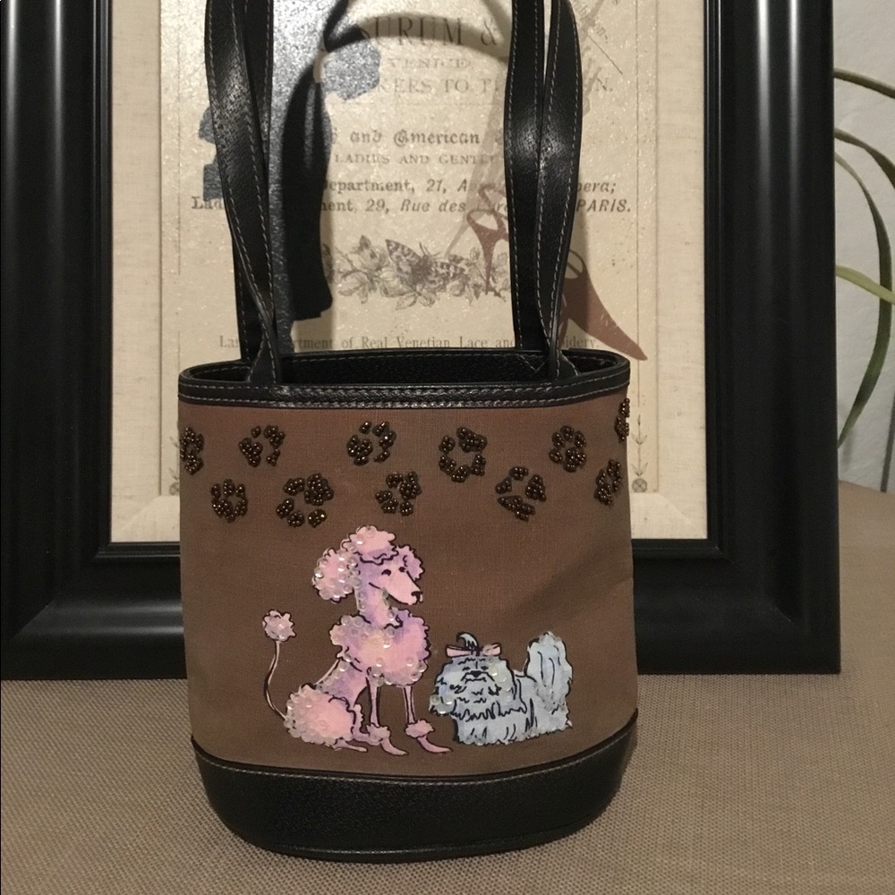 Vtg Liz Claiborne Dog Themed Bag Gem